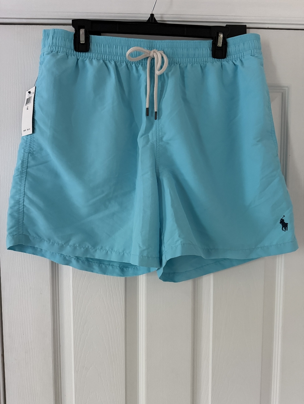 Men's Light Blue Swim Trunks with Drawstring